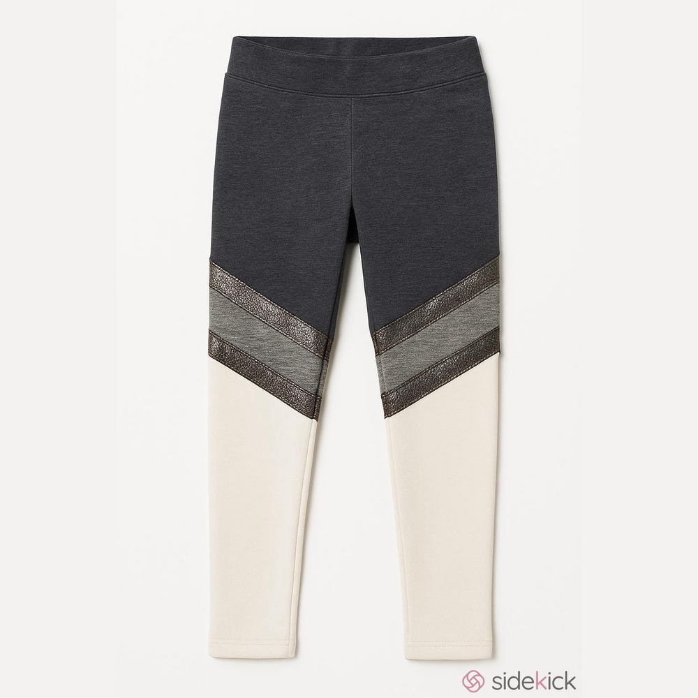 Girls Justice Black Gray White Tricolor Glitter Logo Leggings Size 12